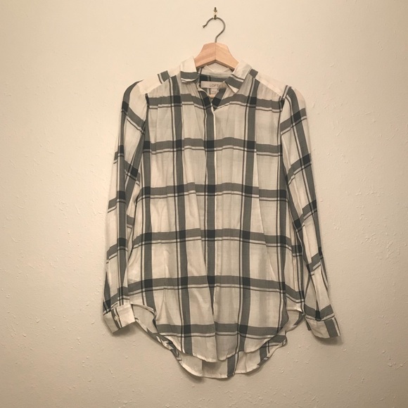 LOFT plaid button down NWT - Picture 5 of 6